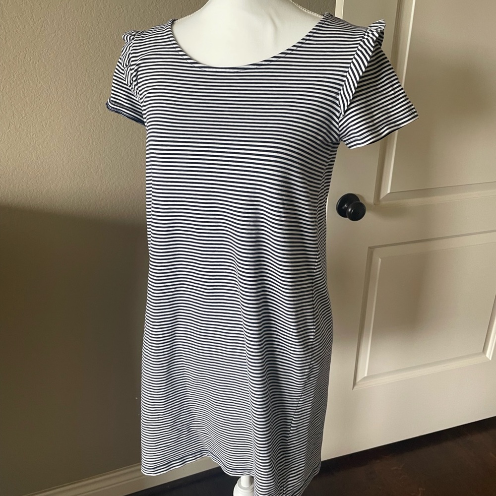 Striped Black and White Mini Dress Medium